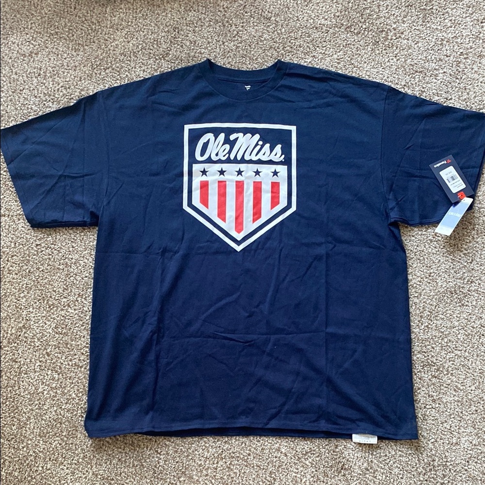 Fanatics Military Appreciation Ole Miss Flag Shield Graphic Navy T-Shirt 3XL
